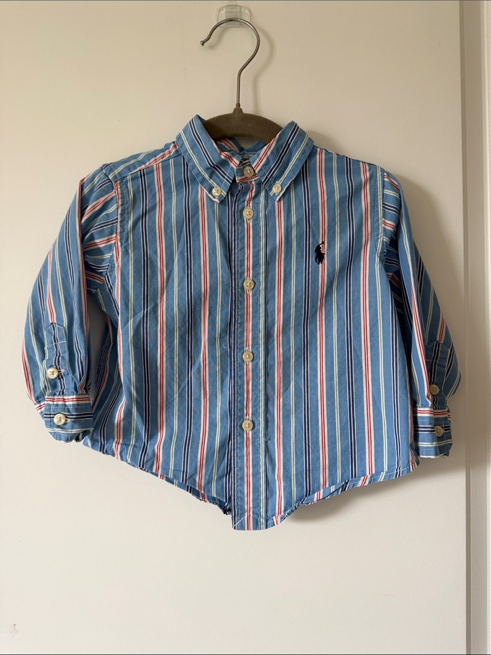 Ralph Lauren Blue, Red & White Striped Button-Down Shirt for Kids